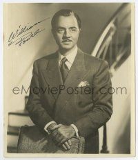 5t473 WILLIAM POWELL signed deluxe 8x9.5 still '40s great waist-high portrait in suit & tie!