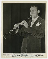 5t475 WOODY HERMAN signed 8x10 music publicity still '40s great close portrait playing his clarinet!