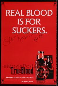 5t191 TRUE BLOOD signed 24x36 commercial poster '08 by Nelson Ellis, Stephen Moyer AND Kristen Baur!