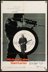 5t029 GET CARTER signed 1sh '71 by BOTH Michael Caine AND Mike Hodges, cool assassin image!