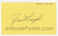 5t323 JANET LEIGH signed 3x5 index card '70s can be framed & displayed with a repro still!