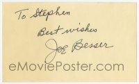5t328 JOE BESSER signed 3x5 index card '70s can be framed & displayed with a repro still!