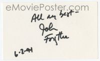 5t329 JOHN FORSYTHE signed 3x5 index card '94 can be framed & displayed with a repro still!