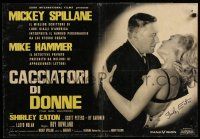 5t183 GIRL HUNTERS signed Italian photobusta '63 by Shirley Eaton, great c/u with Mickey Spillane!