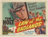 5t066 LAW OF THE BADLANDS signed TC '50 by BOTH Mrs. Tim Holt AND Richard Martin!