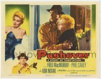 5t075 PUSHOVER signed LC '54 by Kim Novak, who's close up held by Fred MacMurray with gun!