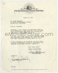 5t002 BUSBY BERKELEY signed 9x11 contract March 31, 1952 the legend working on Small Town Girl!