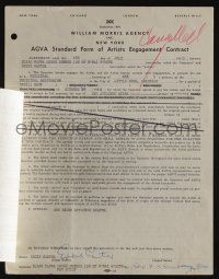 5t003 EDDIE CANTOR signed 9x11 contract '50 appearing at B'Nai Brith for half the gross receipts!