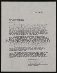 5t006 JAMES STEWART signed 9x11 letter May 27, 1954 he only charged $70 for using a radio clip!