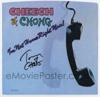 5t249 TOMMY CHONG signed 7x7 record sleeve '85 from his comedy album I'm Not Home Right Now!