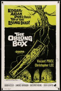 5t033 OBLONG BOX signed int'l 1sh '69 by director/producer Gordon Hessler, Poe, cool horror art!