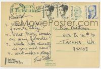 5t319 EMIL SITKA signed 4x6 postcard '88 asking great personal questions about The Three Stooges!