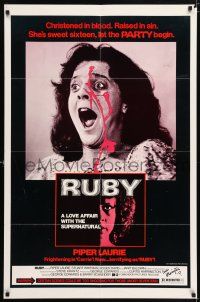 5t037 RUBY signed 1sh '77 by director Curtis Harrington, gruesome horror image!