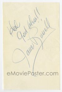 5t299 JANE RUSSELL signed 4x6 cut album page '70s can be framed & displayed with a repro still!