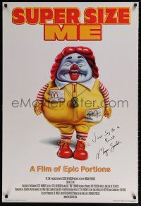 5t162 SUPER SIZE ME signed 1sh '04 by director Morgan Spurlock, Just say no to Ronald McDonald!
