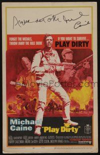 5t109 PLAY DIRTY signed WC '69 by BOTH Michael Caine AND director Andre De Toth, great artwork!