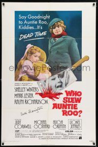 5t044 WHO SLEW AUNTIE ROO signed 1sh '71 by director Curtis Harrington, it's dead time kiddies!