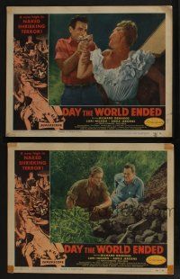 5w940 DAY THE WORLD ENDED 2 LCs '56 Roger Corman, Mike Connors, Adele Jergens, Kallis border art!