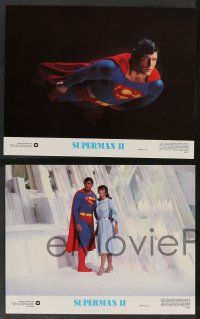 5w371 SUPERMAN II 8 color 11x14 stills '81 Christopher Reeve, Gene Hackman, Margot Kidder, Stamp!