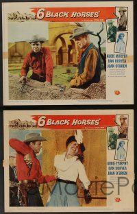 5w029 6 BLACK HORSES 8 LCs '62 Audie Murphy, Dan Duryea, sexy Joan O'Brien, 1 was deadly to them!