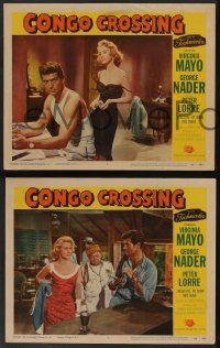 5w459 CONGO CROSSING 7 LCs '56 Peter Lorre, sexy Virginia Mayo & George Nader, jungle adventure!