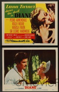 5w133 DIANE 8 LCs '56 sexiest Lana Turner in title role, young Roger Moore, Pedro Armendariz!