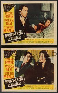 5w863 DIPLOMATIC COURIER 3 LCs '52 cool images of Tyrone Power, Patricia Neal, McNally, Malden!