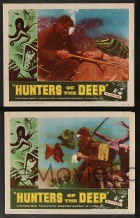 5w793 HUNTERS OF THE DEEP 4 LCs '55 cool images of fish & diver, buried secrets of the deep!