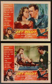 5w242 JET PILOT 8 LCs '57 best romantic close up of John Wayne & sexy Janet Leigh, Howard Hughes