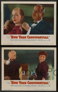 5w295 NEW YORK CONFIDENTIAL 8 LCs '55 Broderick Crawford, Richard Conte, Marilyn Maxwell!