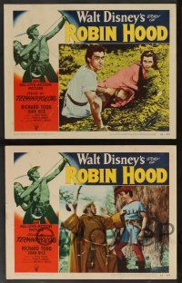 5w521 STORY OF ROBIN HOOD 7 LCs '52 Richard Todd with bow & arrow, Walt Disney!