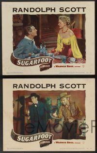 5w839 SUGARFOOT 4 LCs '51 cowboy Randolph Scott in western action & w/pretty Adele Jergens!