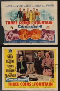 5w385 THREE COINS IN THE FOUNTAIN 8 LCs '54 Clifton Webb, Dorothy McGuire, Jean Peters, Jourdan!