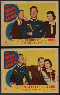 5w539 WIFE TAKES A FLYER 7 LCs '42 brunette bombshell Joan Bennett loves pilot Franchot Tone!