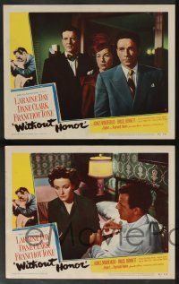 5w542 WITHOUT HONOR 7 LCs '49 pretty Laraine Day & Dane Clark are branded, Tone, Moorehead!