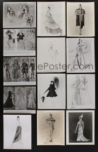 5x217 LOT OF 27 FASHION DRAWING CONCEPT 8x10 STILLS '60s-70s cool sketches of upcoming outfits!