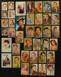 5x192 LOT OF 39 COLOR CARDS OF MOVIE STARS FROM MEXICAN MAGAZINES '40s all the best stars!