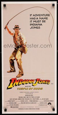 5y016 INDIANA JONES & THE TEMPLE OF DOOM Aust daybill '84 adventure is Harrison Ford's name!