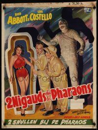 5y081 ABBOTT & COSTELLO MEET THE MUMMY Belgian '55 different art of Bud & Lou with monster!