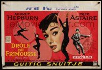 5y088 FUNNY FACE Belgian '57 four art images of Audrey Hepburn dancing, plus Fred Astaire!