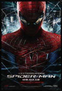5y052 AMAZING SPIDER-MAN glossy style teaser DS Canadian 1sh '12 Andrew Garfield over city!