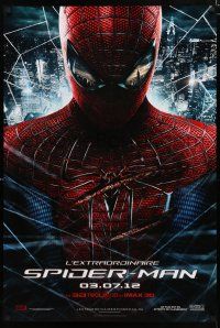 5y053 AMAZING SPIDER-MAN matte style teaser DS Canadian 1sh '12 Andrew Garfield over city!