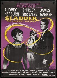 5y487 CHILDREN'S HOUR Danish '62 Mailind art of Audrey Hepburn, Shirley MacLaine & James Garner!