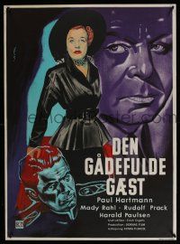 5y521 LADY IN BLACK Danish '53 Paul Hartmann, Mady Rahl, moody different art!