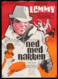 5y525 LICENSE TO KILL Danish '64 great art of smiling Eddie Constantine as Nick Carter!