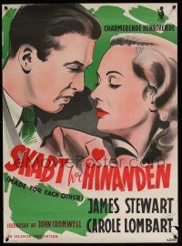 5y530 MADE FOR EACH OTHER Danish R56 romantic art of pretty Carole Lombard & James Stewart!