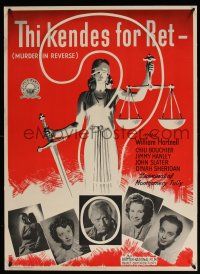 5y536 MURDER IN REVERSE Danish '46 cool different art of Lady Jusive and images of cast!