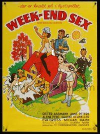 5y571 WEEK-END SEX Danish '76 Dieter Assman, wacky & sexy artwork of scantily-clad women!