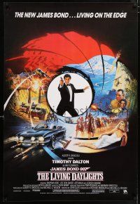 5y027 LIVING DAYLIGHTS English 1sh '87 artwork of Timothy Dalton as Bond & Maryam d'Abo w/rifle!