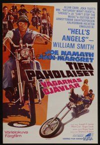 5y121 C.C. & COMPANY Finnish '70 great images of Joe Namath on motorcycle, biker gang!